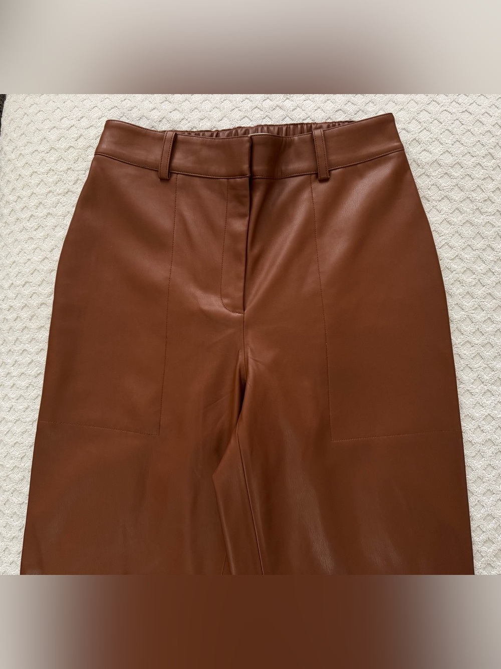 Brochu Walker The Stone Vegan Leather Cropped Pant Cognac Brown XS Tapered Leg - Picture 6 of 16